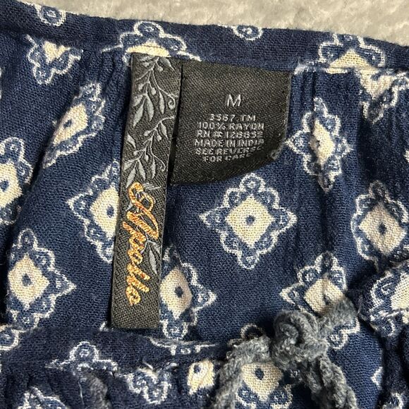 Apollo Artsy Flowy Boho Embroidered Womens Shirt Top Y2K Sz M Peasant Gypsy - Picture 9 of 14